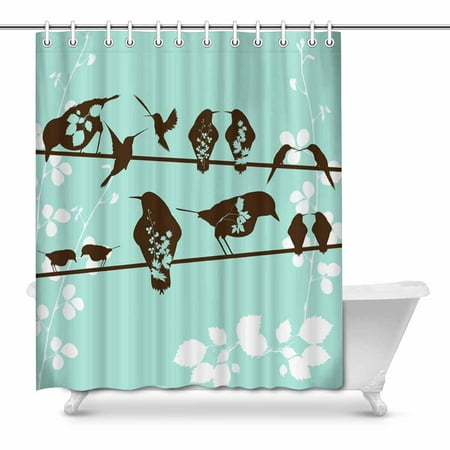 Shower Curtain Set 66x72 Inch, Birds On A Wire Shower Curtain