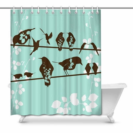 Pop Birds Sitting On A Wire Art Shower Curtain Set 66x72 Inch Canada Shower Curtain Set 66x72 Inch, Birds On A Wire Shower Curtain