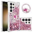 thumbnail image 1 of Funda para Samsung Galaxy S24 Ultra 5G con Brillo Líquido Flotante, Purpurina, Parachoques y Anillo Giratorio Soporte, 1 of 5