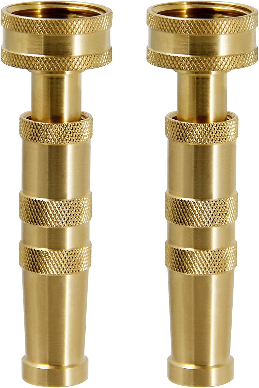 Brass Hose Nozzles, Heavy-Duty Brass Adjustable Twist Hose Nozzle, 2 Pack (4"), VI3432