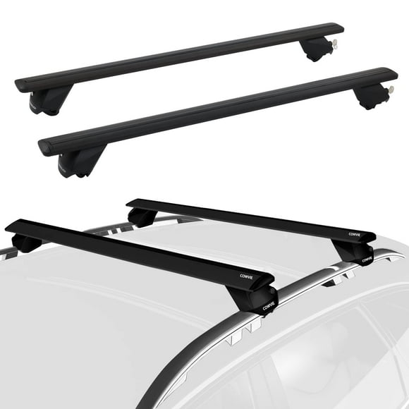 COWVIE 47" Pro Aluminum Universal Roof Rack Cross Bars with keyed Locks Fully Assembled, Fit Raised Side Rails, Black