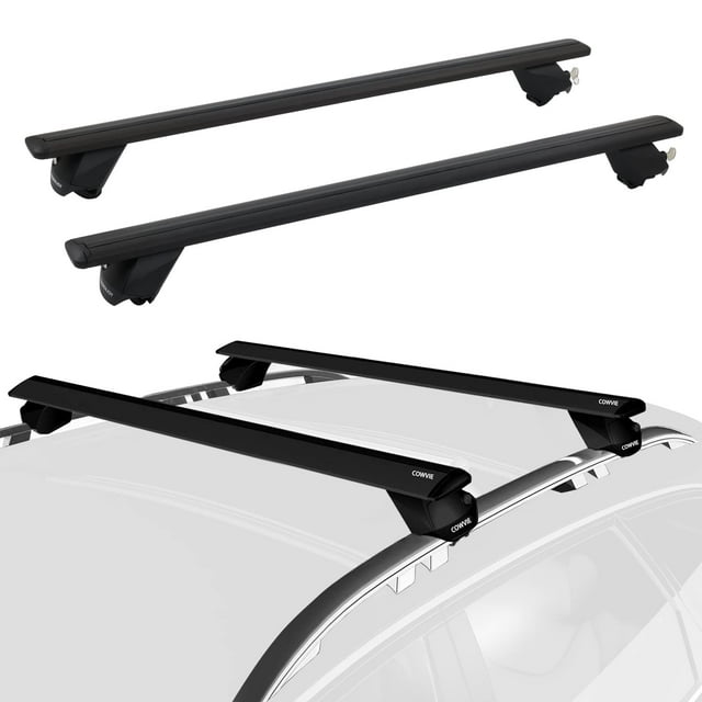 COWVIE 47" Pro Aluminum Universal Roof Rack Cross Bars with keyed Locks Fully Assembled, Fit Raised Side Rails, Black