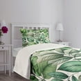 thumbnail image 4 of Ambesonne Sage Green Quilted Bedspread Set 2 Pcs, Exotics Huddle Forest, Twin Size, Seafoam Pale Teal White, 4 of 4