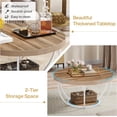 thumbnail image 6 of Tribesigns Round Coffee Table, Industrial 2-Tier Circle Coffee Table with Storage Shelves, Modern 31.7" Wooden Accent Center Table for Living Room, Home Office, Burlywood and White, 6 of 7