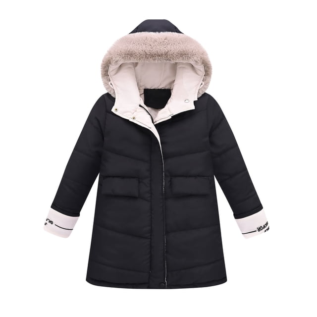 LOVZFMLL Vestes pour Filles, Couleur Unie, Hiver, à Capuche, Manches Longues, Décontracté, Extérieur, 7-8 Ans