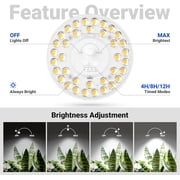 Barrina Orbgrow OG11A2 Clip On Grow Lights for Indoor Plants Integrated Stepless Dimming & Timing 5000K 22W(2 x 11W, 200 Watt Equiv) Full Spectrum 2-Gooseneck with E26 Plant Light Bulbs