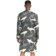 thumbnail image 3 of Dailycode Men Robe Lightweight Soft Bathrobes Kimono Nightgown Shark Outline, 3 of 6