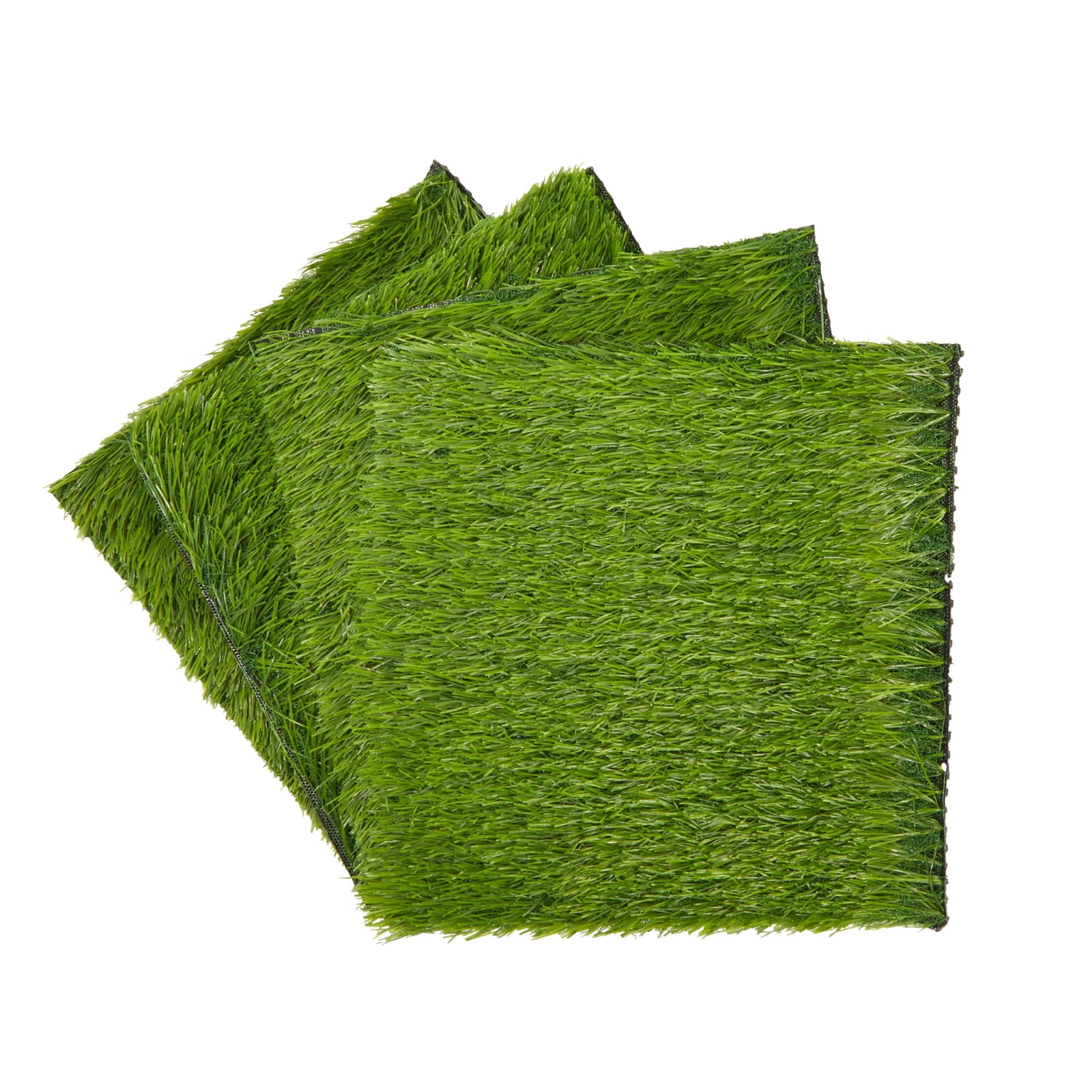 4 Pack Artificial Grass Mat Squares, 12x12 In Fake Turf Tiles for