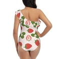 thumbnail image 5 of Cauagu Strawberries And Leaf Print Women's Sexy One Piece Swimsuits One Shoulder Ruffle Tummy Control Bathing Suit Slimming Swimwear-Medium, 5 of 6