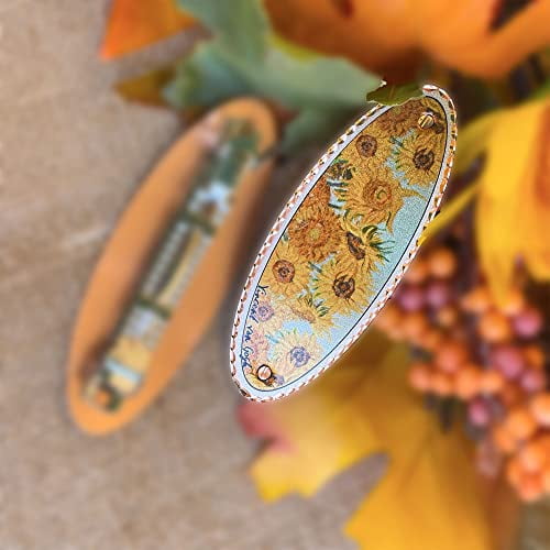 Vincent Van Gogh Sun Flower Hair Clips Women Copper Flower Hair Jewelry Handmade (Sunflower)