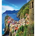 thumbnail image 3 of Ambesonne Colorful Duvet Cover Sets, Scenic Vernazza Village, 2-King, Cobalt Blue and Multicolor, 3 of 7