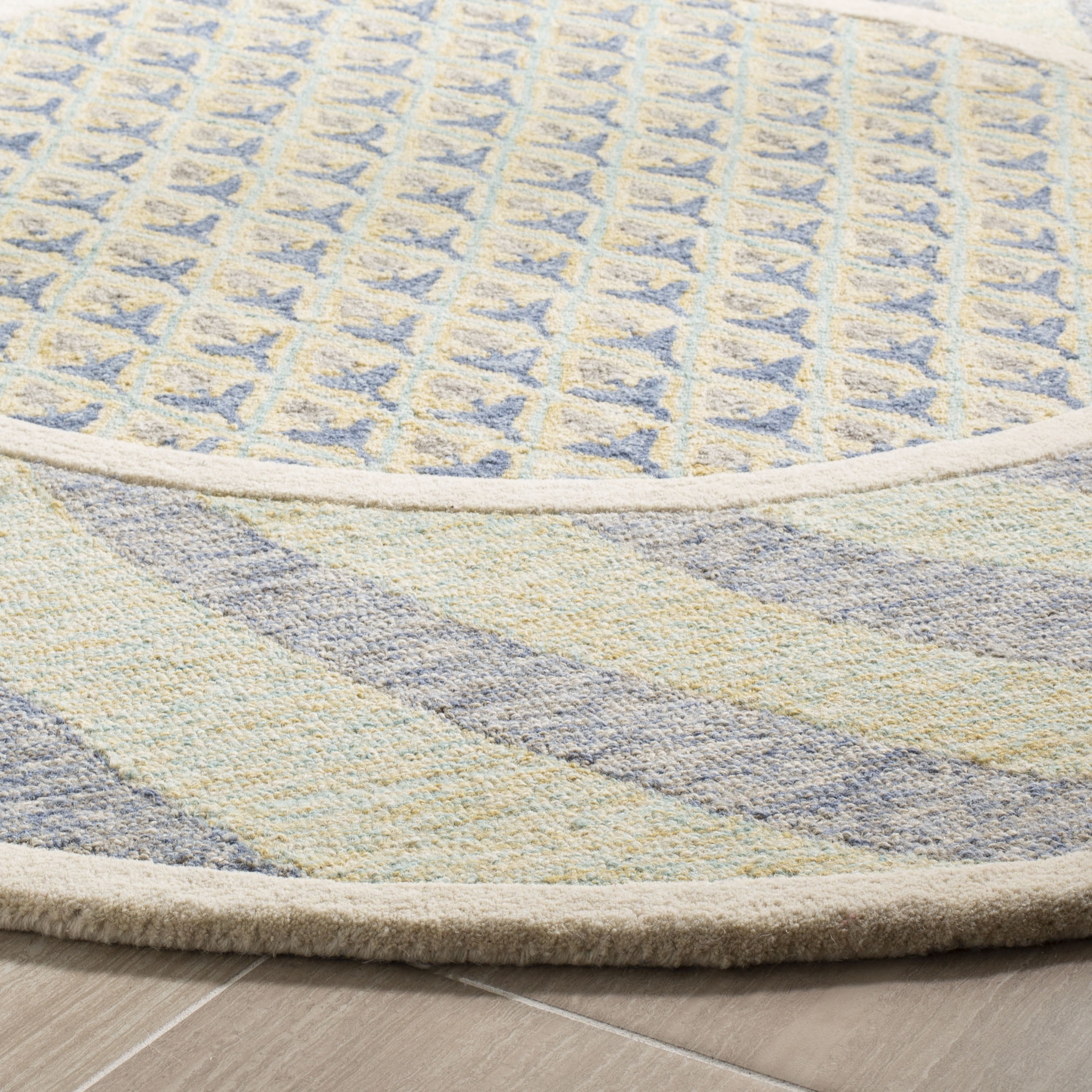 SAFAVIEH Novelty NOV108D Handmade Ivory Blue / Gold Rug