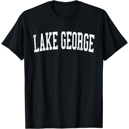 Vintage Lake George Distressed White Varsity Style T-Shirt