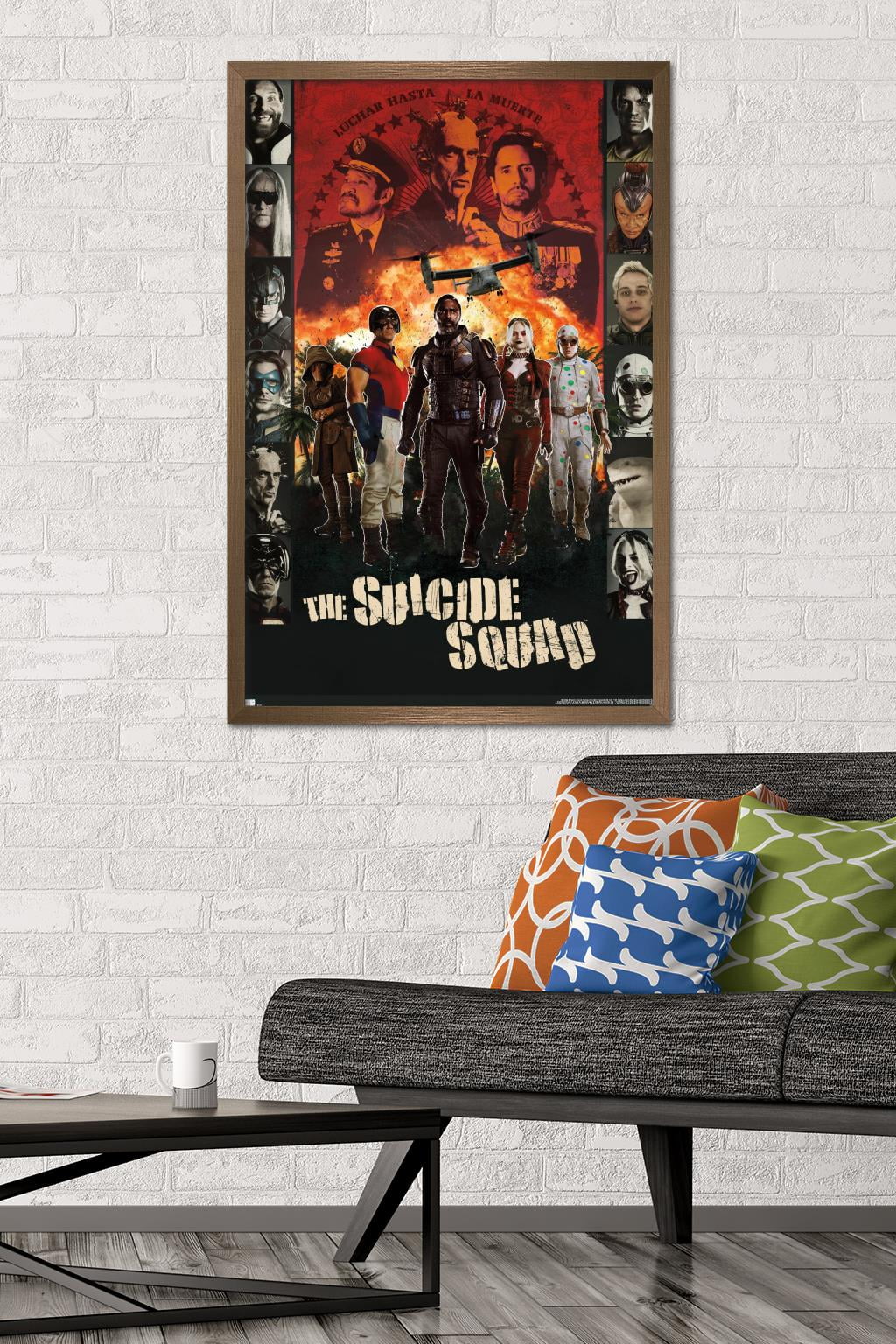 DC Comics Movie The Suicide Squad - Battle Group Wall Poster, 22.375" x 34", Framed