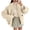 Beige#1, variant on Women's Cropped Pea Coat Oversized Short Jacket Double Breasted Lapel Fall Winter Outerwear | Cotton Turn Down Collar Casual Fashion Coat for Office Commute or Weekend City Strolls