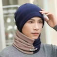 thumbnail image 2 of Beanie Hat Scarf 2Pcs/Set Coldproof Windproof Classic Fashion Color Matching Neck Warmer Beanie Hat Set, 2 of 5