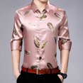 thumbnail image 2 of Camisa Tipo Cárdigan de Manga Larga Con Estampado de Plumas de Imitación Mercerizado Para Hombre Odeerbi ODB-6, 2 of 9