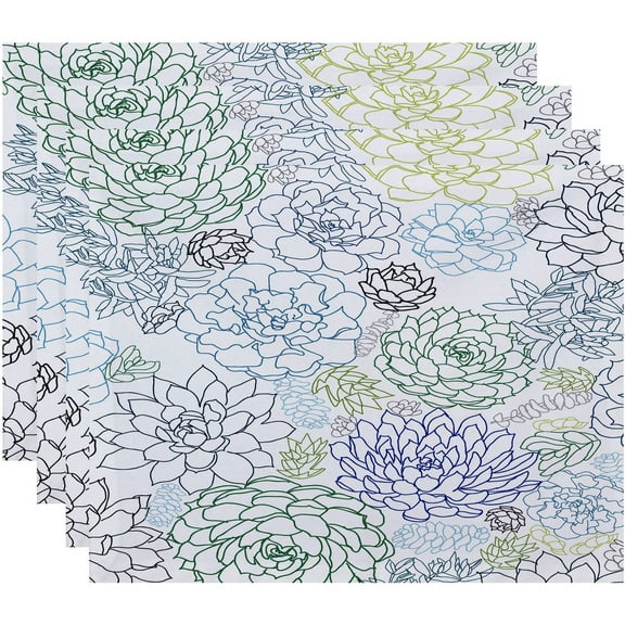 Simply Daisy 18" x 14" Opal Floral Print Placemat (Set of 4)