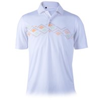 Monterey Club Men's Argyle Element Print Contrast Golf Polo Shirt #1595