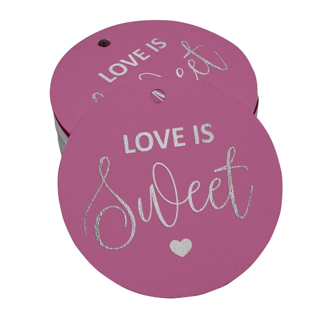 Inkdotpot 50 Pack Love Is Sweet Wedding Favor Paper Tags Craft Real Silver Foil Hang Tags