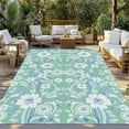 thumbnail image 3 of Fsddascl Light Green Blue Floral Outdoor Rug for Patio/Deck/Porch, Non-Slip Large Area Rug 4 x 6 Ft, Vintage Pastoral Botanical Indoor Outdoor Rugs Washable Area Rugs, Reversible Camping Rug Carpet, 3 of 5
