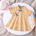 thumbnail image 2 of EnJoCho Kids Toddler Baby Girls Cartoon Print Patchwork Cheongsam Princess Dress Outfits Fashion Solid Party Dress Little & Big Children Girl Summer Clothes, 2 of 7