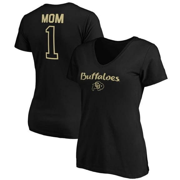 Women's Black Colorado Buffaloes #1 Mom V-Neck T-Shirt