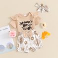 thumbnail image 2 of Okbabeha Baby Girl Clothing Newborn Outfit Short Sleeve Ribbed Romper Vintage Floral Shorts Headband Set Summer Clothes, 2 of 7