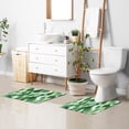 thumbnail image 3 of 2 Piece Soft Bathroom Rug Set Watercolor Green Wavy Lines Bath Mat and U-Shaped Toilet Contour Rug (16"x24"+20"x24"), 3 of 6