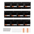 thumbnail image 1 of KFFKFF Wall Mounted Storage Bins, 12 Plastic Bins & 3 Metal Rails, Plastic Hanging Stackable Storage Bin for Screws, Nuts, Bolts, Nails, Hardware Tool, Black, 1 of 9