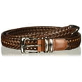 thumbnail image 1 of Cinturón trenzado de cuero genuino para hombre Perry Ellis, marrón, 32", 1 of 5
