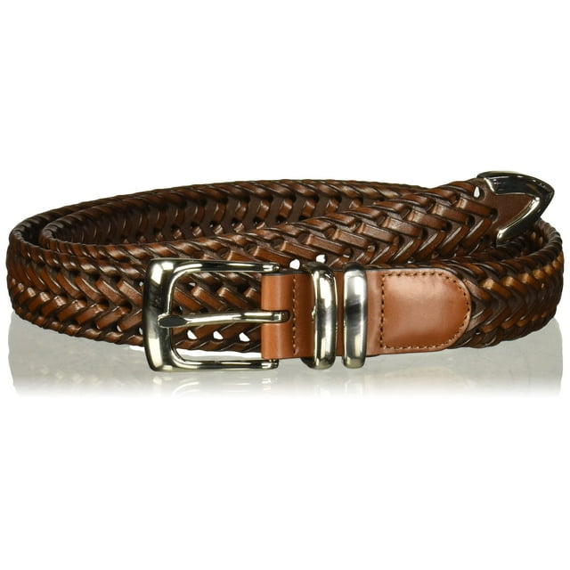 Cinturón trenzado de cuero genuino para hombre Perry Ellis, marrón, 32"