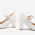 thumbnail image 3 of PENNYSUE Women's Mary Jane Pumps High Heels - Round and Closed Toe Shoes with Double Ankle Strap Buckle for Summer Party Wedding Occasions, 3 of 5