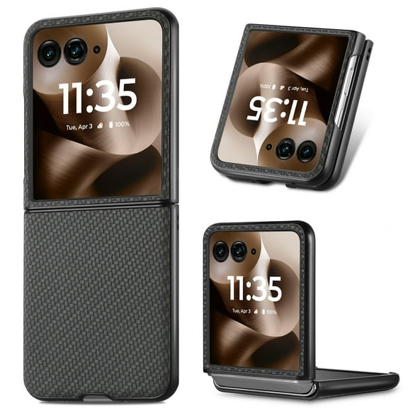 Dteck for Motorola Razr Ultra 2025 Case, for Moto Razr 60 Ultra Slim Carbon Fiber Texture Lightweight Scratch-Resistant Protective Phone Cover, Black