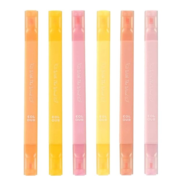Clearance School Office Stationery Markers 6 Pack Highlighters and Pens Aesthetic Cute Highlighters Highlighters Assorted Colors Marking Pen Study Journaling School Supplies (classical)(3ML)
