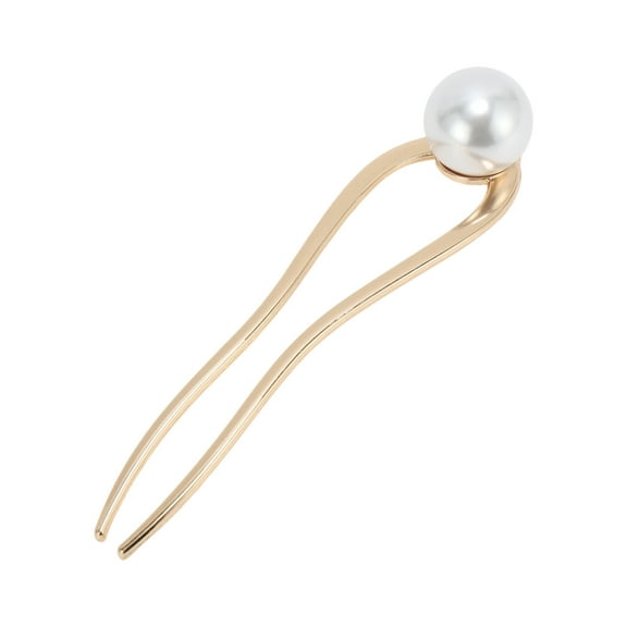 Unique Bargains 1 Pc Decorative Hairpin U-shaped Faux Pearl Hair Hairpin for Women Gold Tone