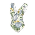 thumbnail image 4 of Yiaed Vintage Utensils Print Women's Ruffled One Piece Swimsuit V Neck Swimwear Slimming Monokini for Woman-Small, 4 of 8
