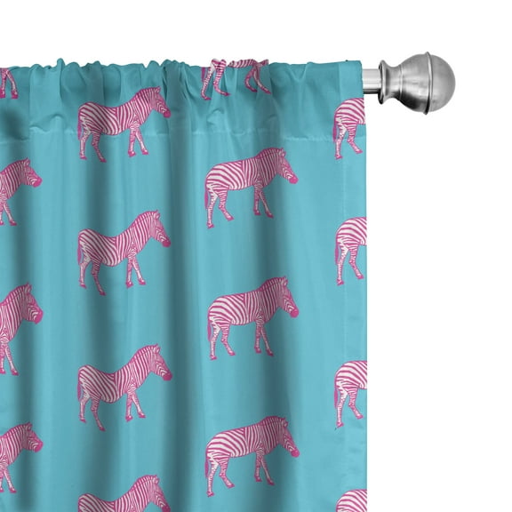 Ambesonne Pink Zebra Curtains, Savannah Grunge Art, Pair of 28"x95", Blue Pink and White