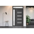 thumbnail image 3 of Front Exterior Prehung Metal-Plastic Door Frosted Glass | Manux 8113 Antracite Grey | Side and Top Sidelite Transom | Office Commercial and Residential Doors Patio 52x94 (W36+16x80+14) Right-hand, 3 of 5