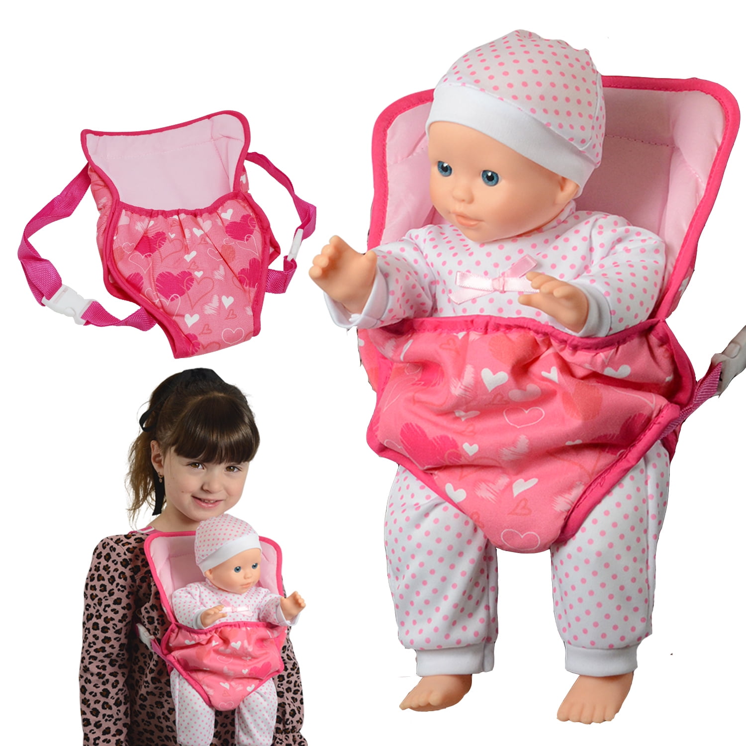 Girls Stamp Doll Carrier Pink Skids Control 
