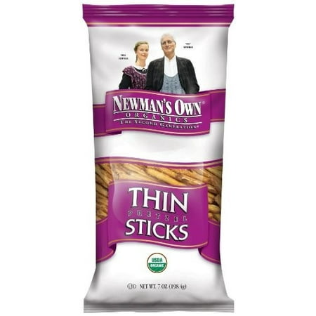 (2 Pack) Newman's Own Organics Pretzels, Thin Sticks, 7 Ounce Bags