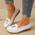 thumbnail image 5 of CushHide Women's Ballet Flats Slip On White with Metal Buckle and Tassel Comfortable Casual Dress Shoes Microfiber Leather Loafers for Work, 5 of 9