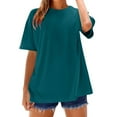 thumbnail image 3 of V-Neck Women's Short Sleeve T-shirt Women'S Loose And Comfortable Oversized Trendy T Shirt Top,Blue Women's Short sleeve T-shirt L, 3 of 9