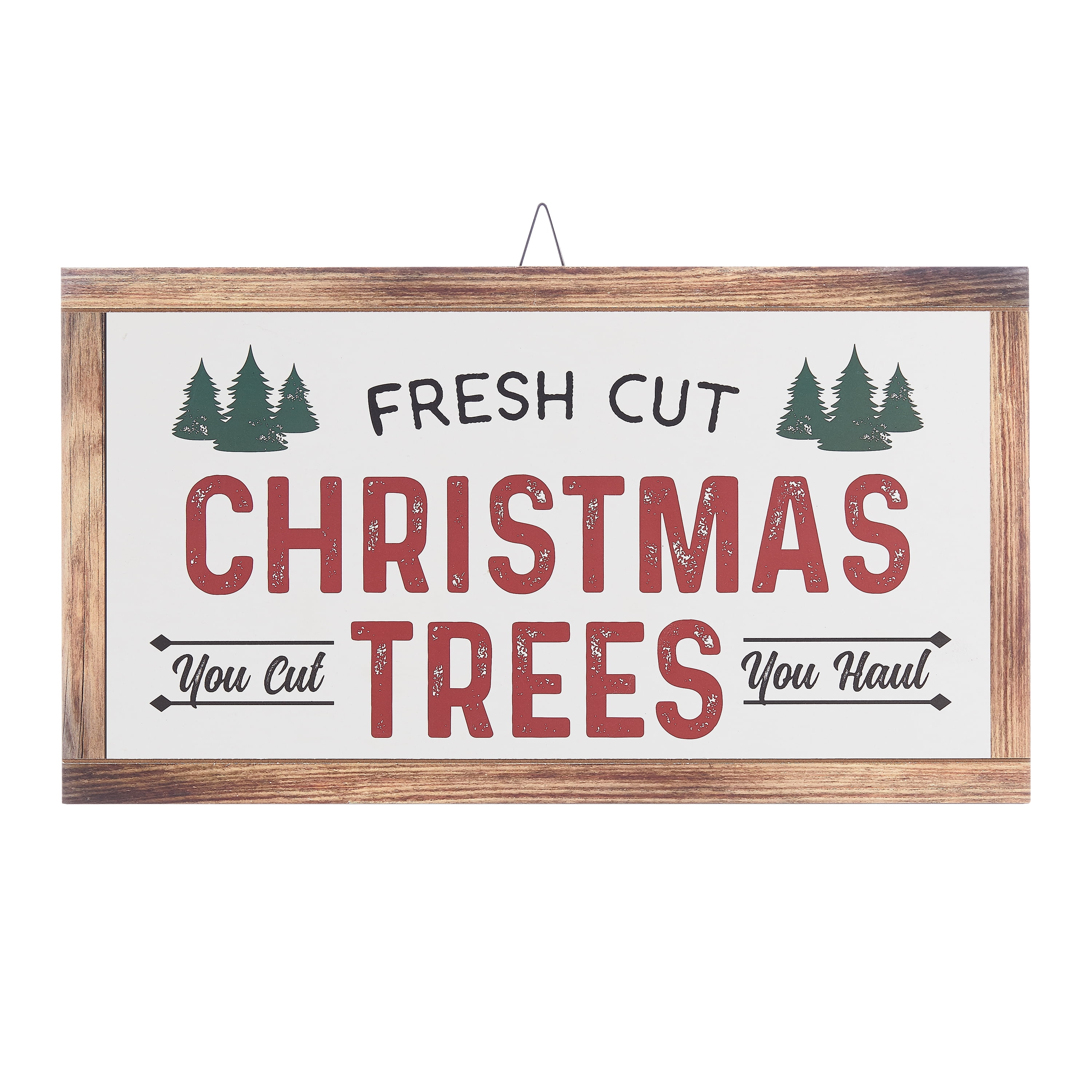 Holiday Time Fresh Cut Christmas Tree Hanging Sign Christmas Decoration, 18" x 10"