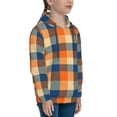 thumbnail image 3 of Lsque Warm Orange Plaid Patten Youth Hoodie Sweatshirt Pullover with Kangaroo Pocket Boys and Girls Hoodie Warm Hoodie for Kids-Medium, 3 of 6