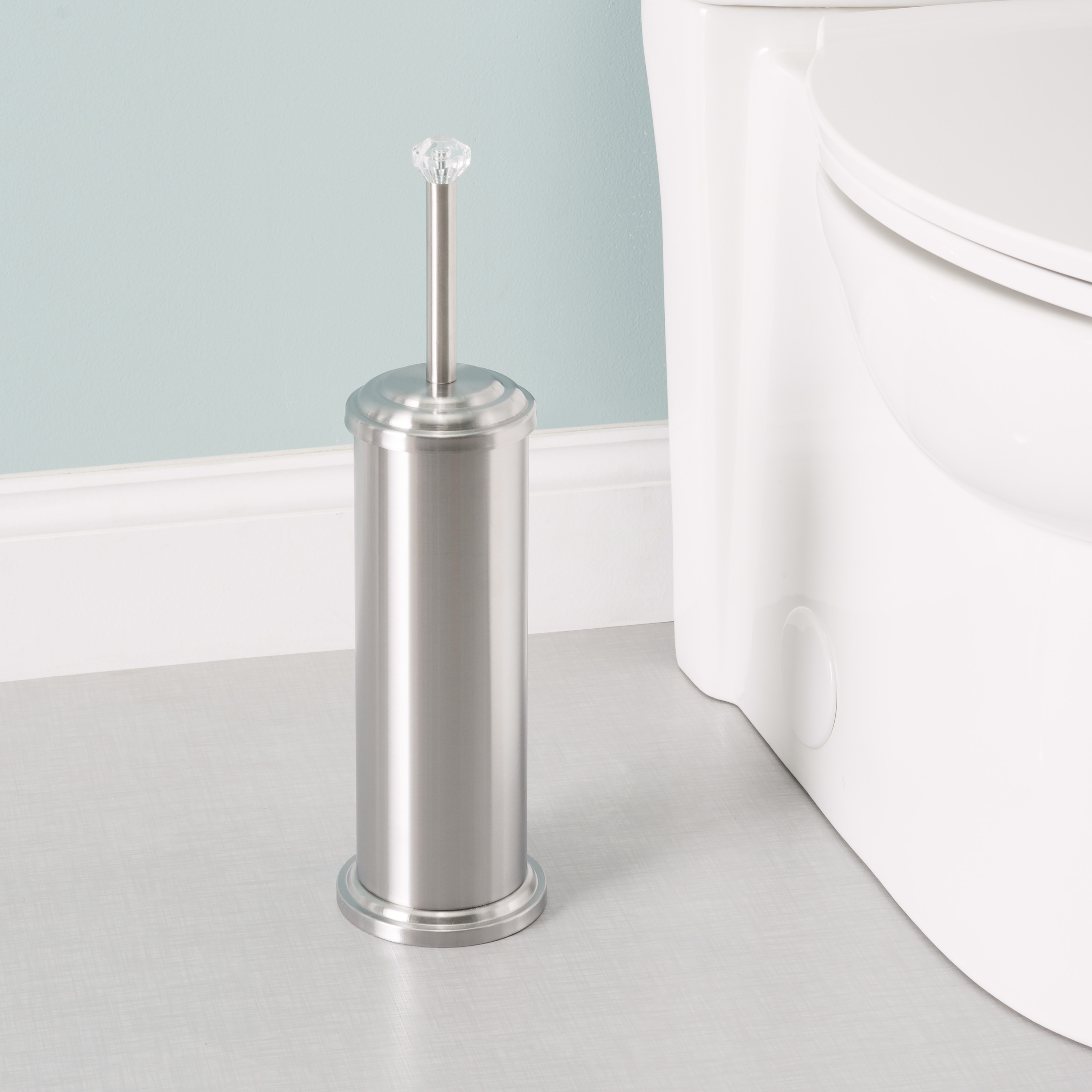 Stainless Steel Toilet Brush Holder with Diamond Top