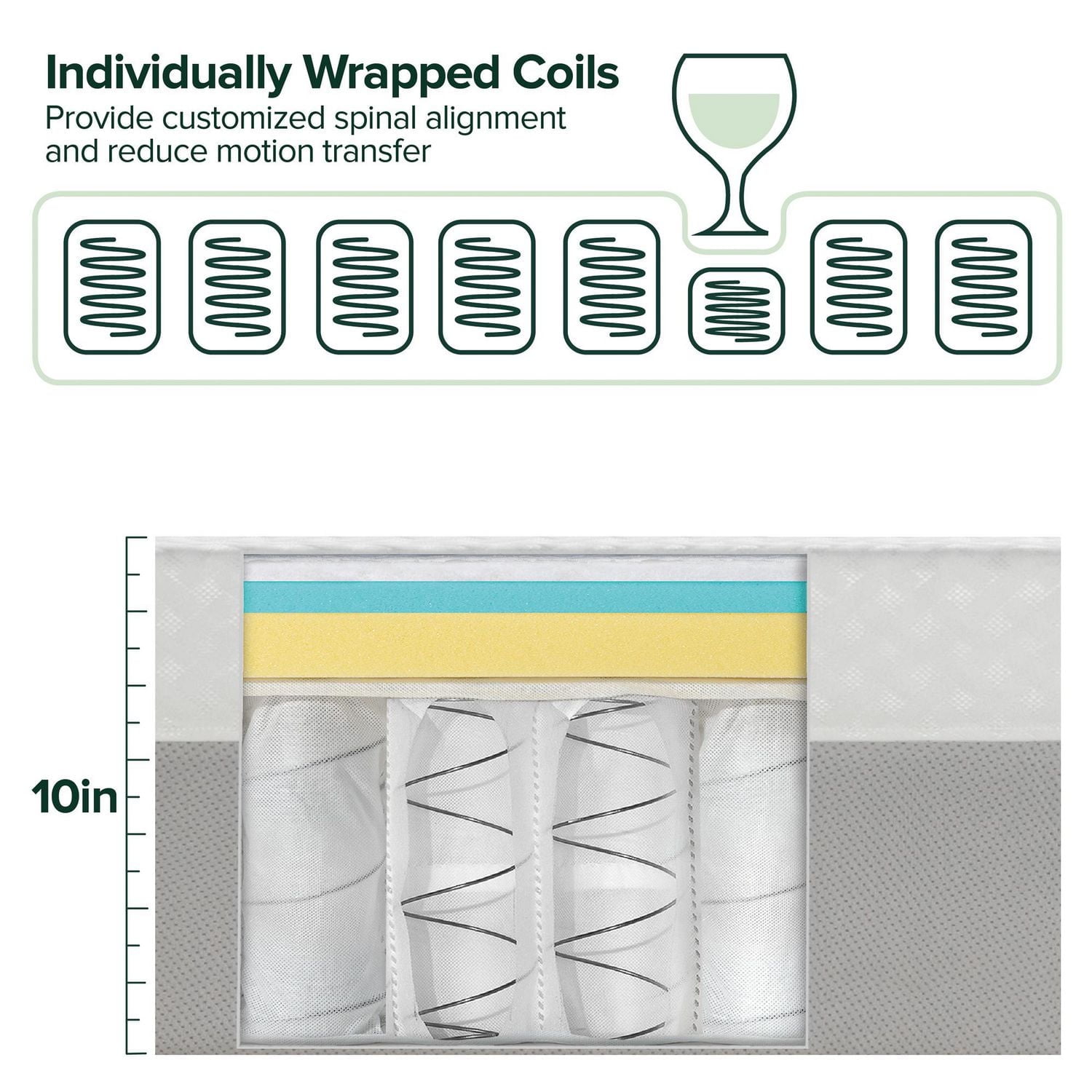 Zinus 10 inch Cooling Airflow Hybrid Foam and Pocket Coil Mattress, Queen