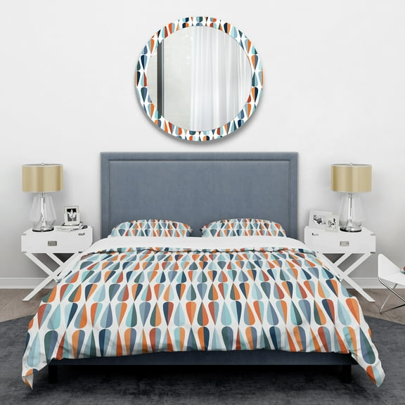 Designart 'Retro Abstract Drops V' Mid-Century Modern Duvet Cover Set