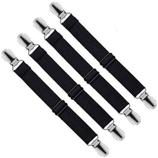 Tensor de sábana ajustable ajustable, accesorio de correa de sujeción ajustable para sábana, sofá, funda de planchado negra, Juego de 4