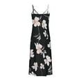thumbnail image 4 of Women's Summer Dress Sleeveless V Neck Floral Print Pleated Maxi Dress with Straps for Beach Resort Seaside Outings Casual Dress, 4 of 4